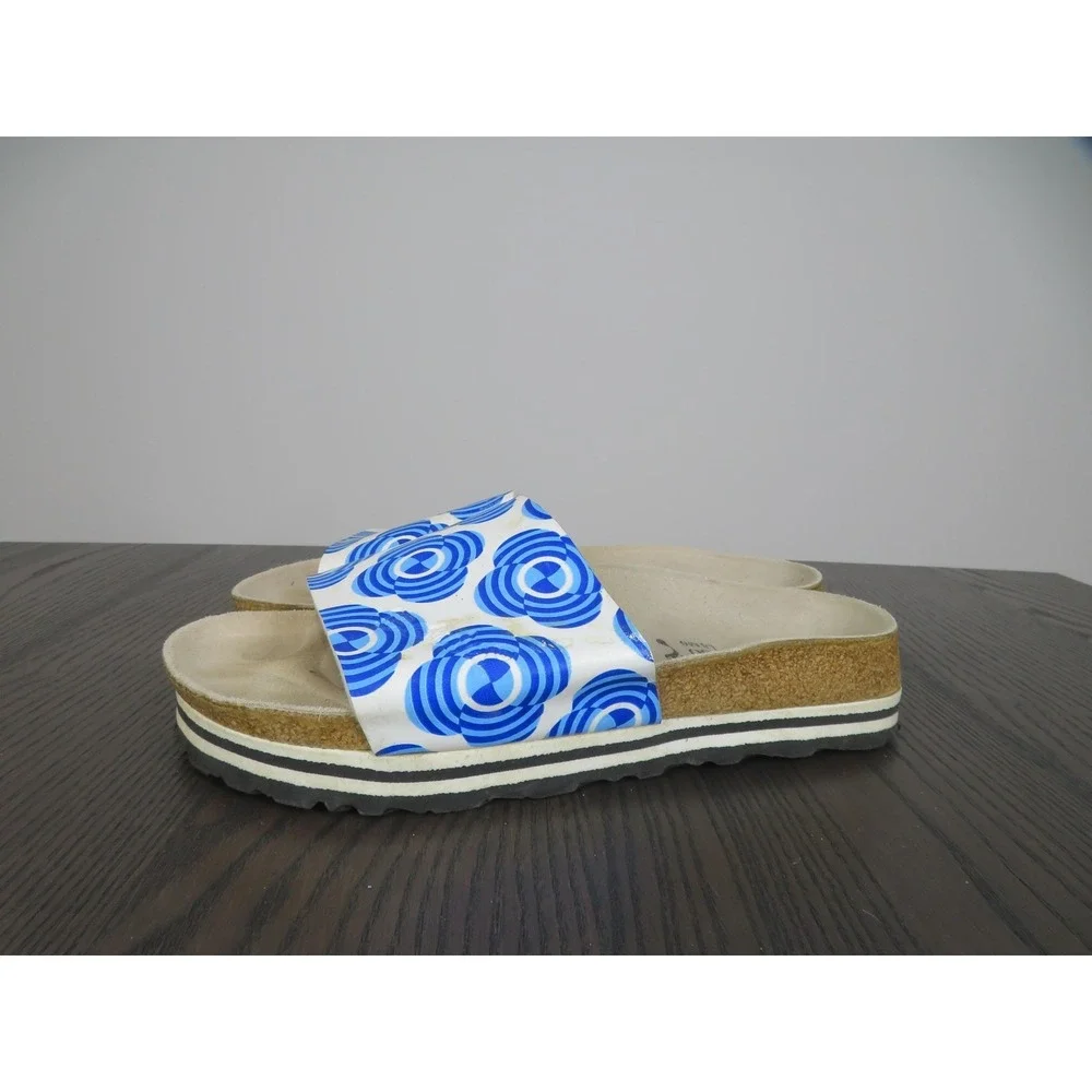 Birkenstock Betula Sandals Womens Size 8 39 Blue Slide Cork Wedge Floral